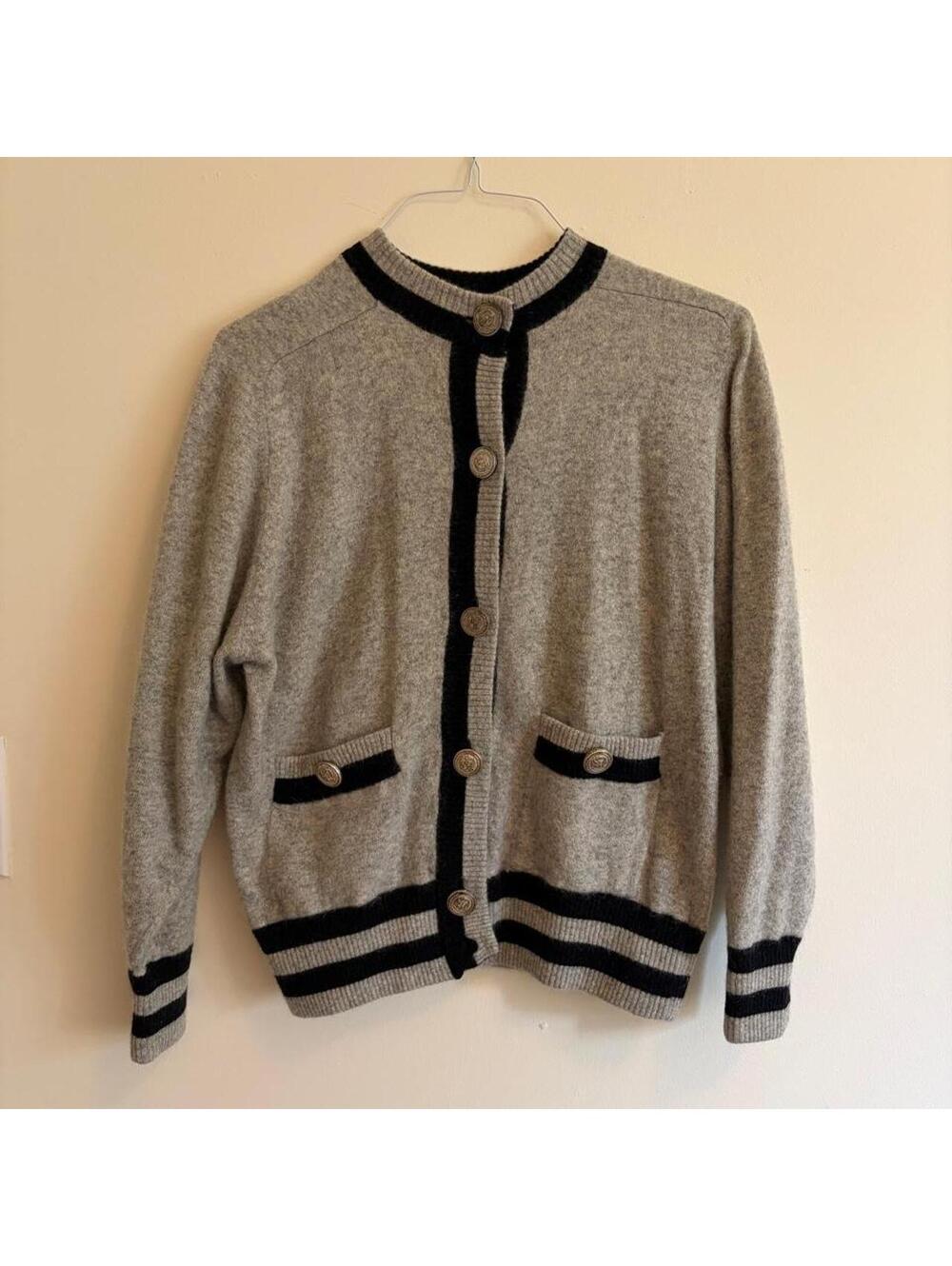 Vintage Liz Claiborne wool grey and black sweater